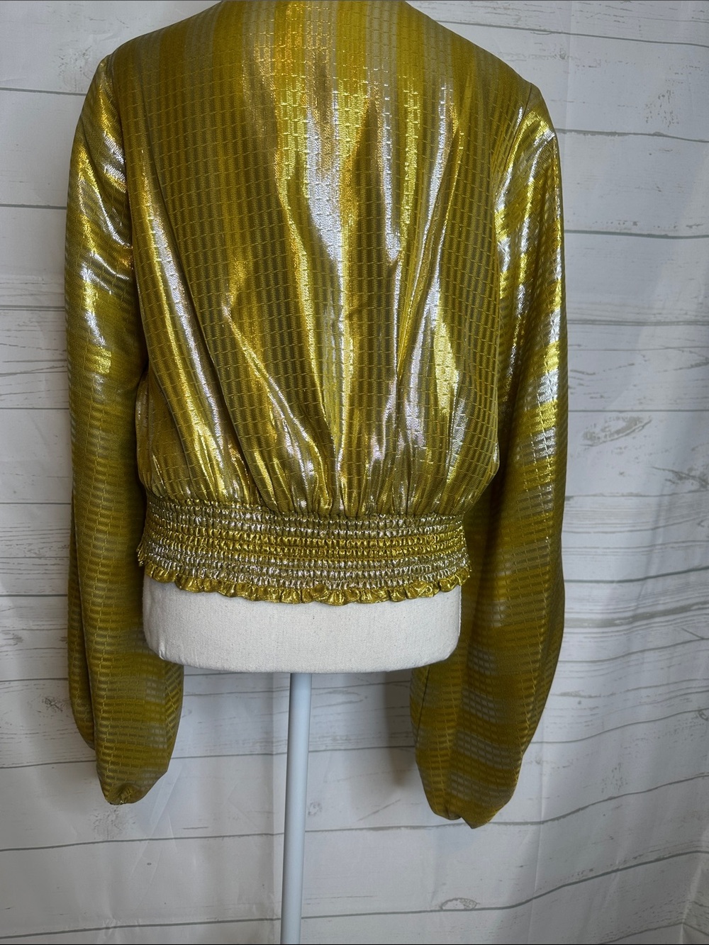 Ramy Brook Metallic Gold Twist-Knot V-Neck Blouse - Picture 4 of 9
